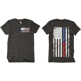 Vintage Flag Blue & Red Line Two-Sided T-Shirt