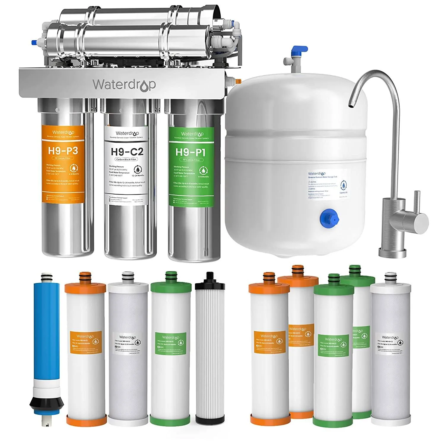 Waterdrop H9 Reverse Osmosis Stainless Steel Water Filtration System