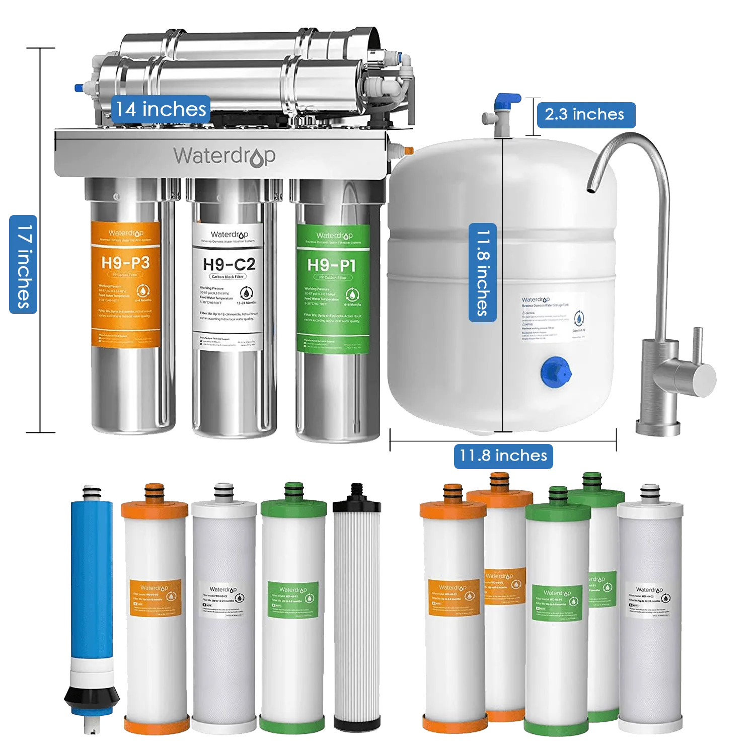 Waterdrop H9 Reverse Osmosis Stainless Steel Water Filtration System