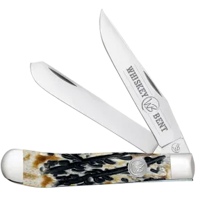 Whiskey Ranch Carved Burnt Bone Trapper Knife - WB11-16