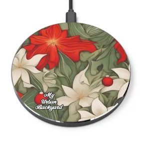 Wireless Cell Phone Charger for iPhone or Android - Christmas Flowers