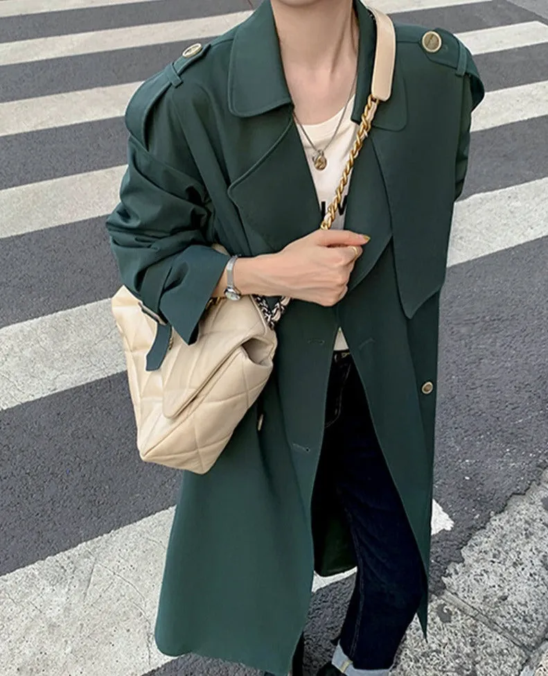 Wjczt Stylish Lapel Women Long Trench Coats Spring Full Sleeve Double Breasted Elastic Waist Belted Female Windbreaker 2022