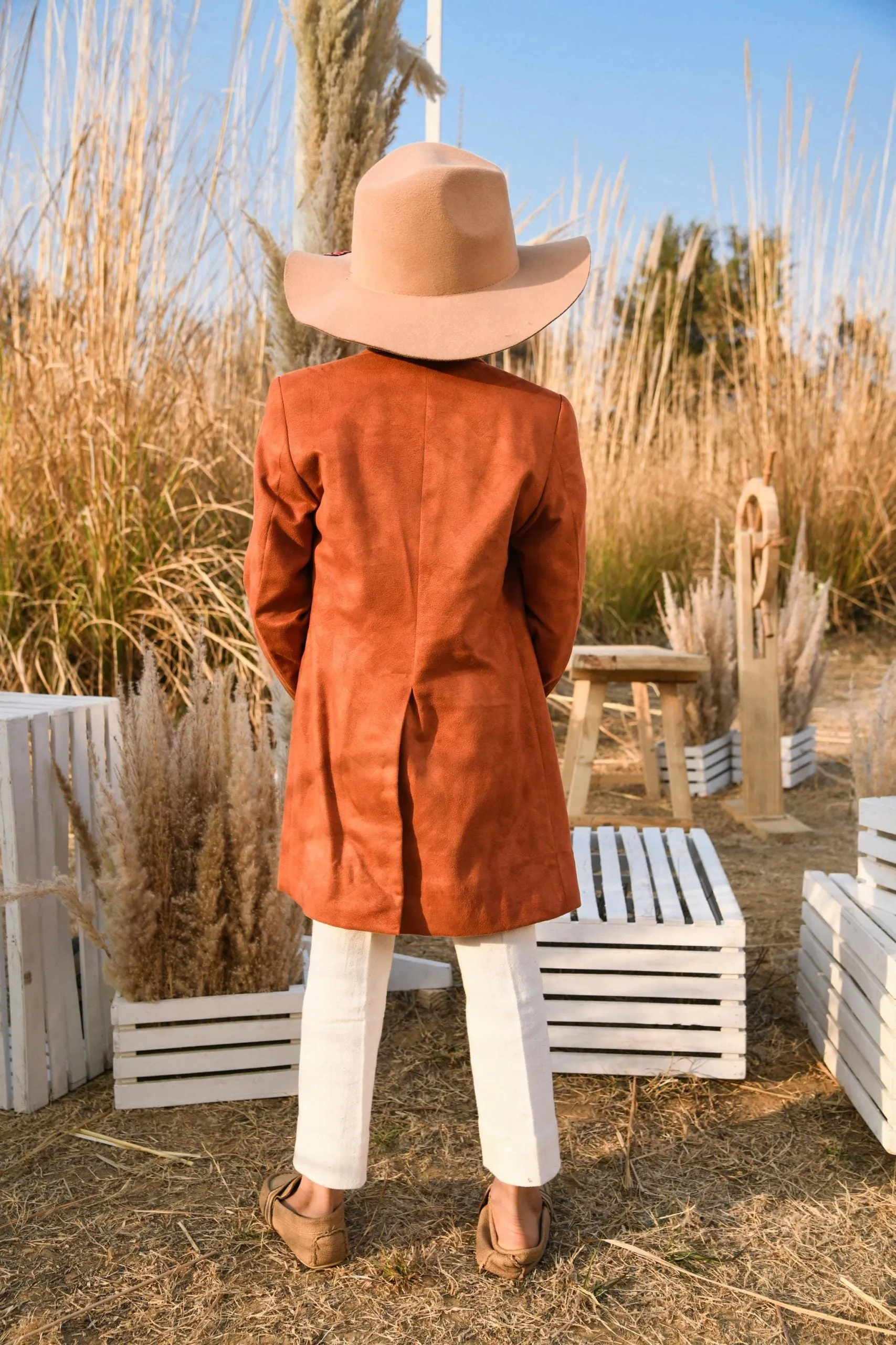 Wolf Whistle- Long Suit Trench Coat For Boys