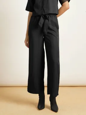 Women Black Paperback Waist Pants