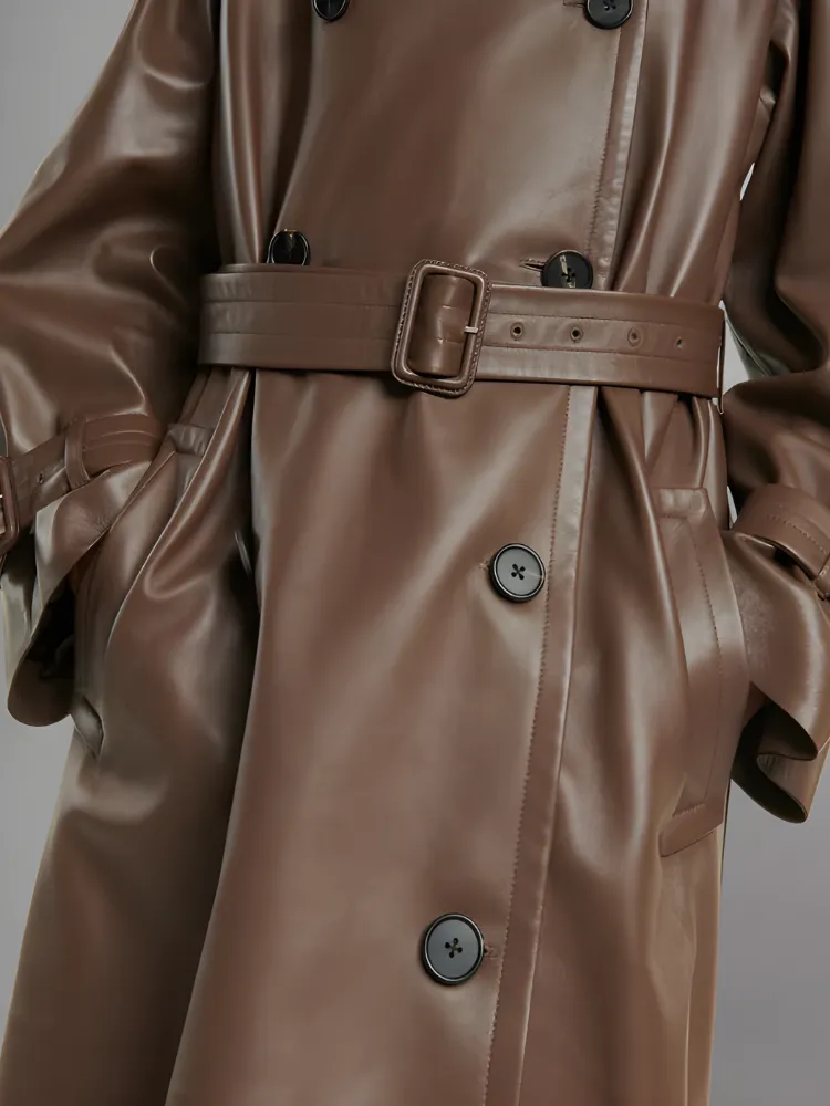 Women's Benzy Leather Trench Coat