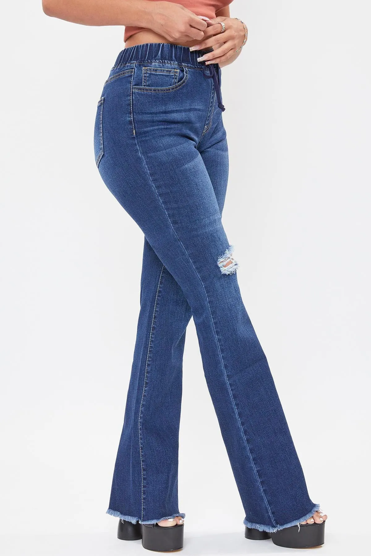 Women's  Flare Raw Hem Jogger Jeans