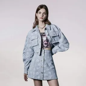 Women's Grunge Puff Sleeved Denim Short Coat