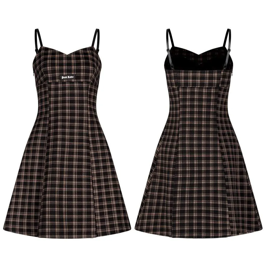 Women's Grunge Slim Fitted Plaid Slip Dress