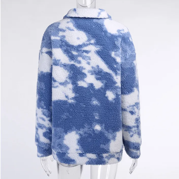 Women's Grunge Tie-dyed Sherpa Coat