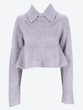 Wool mohair polo sweater